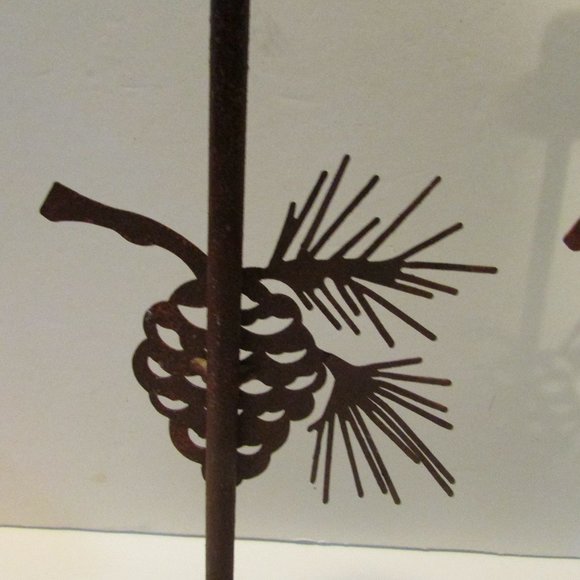 set of 2 metal pinecone candle holders cabin winter nature decor - Picture 6 of 10